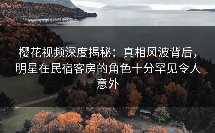 樱花视频深度揭秘：真相风波背后，明星在民宿客房的角色十分罕见令人意外