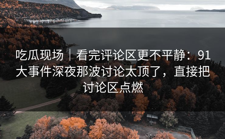 吃瓜现场｜看完评论区更不平静：91大事件深夜那波讨论太顶了，直接把讨论区点燃
